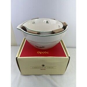 Vtg Spode Christmas Tree Mixing Nesting Bowls 2 Pcs Set W Pour Spout 2.25 & 4 QT